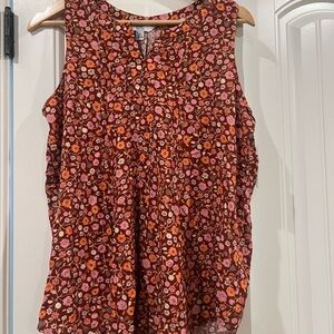 Croft & Barrow Floral Sleeveless Blouse - Red and Orange